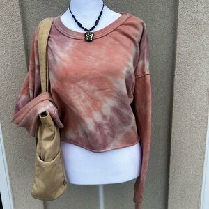 American Eagle Outfitters Pink and Cream Tie-Dye Sweatshirt